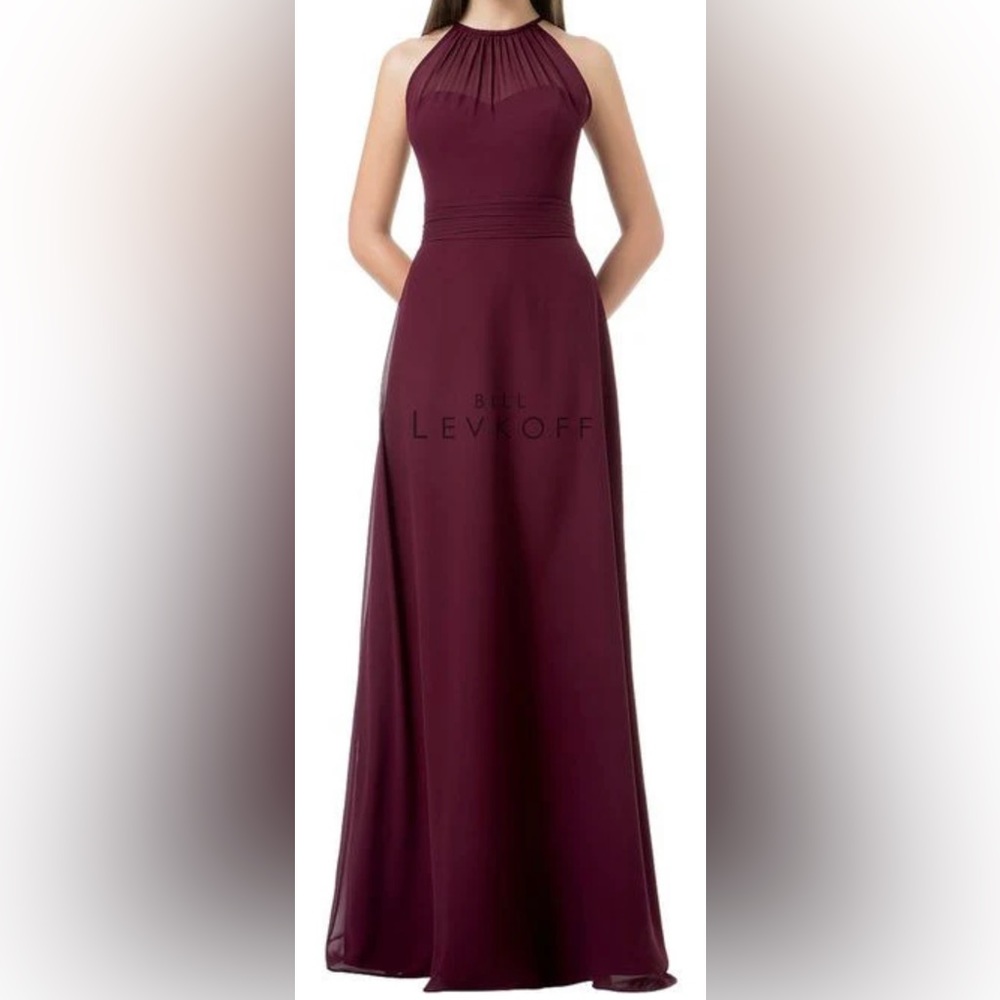 Bill Levkoff Layne 1214 Wine Bridesmaid Dress